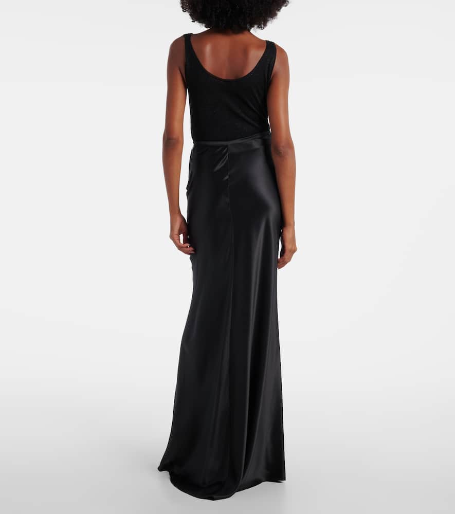 Saint Laurent Pleated Maxi Skirt In Black
