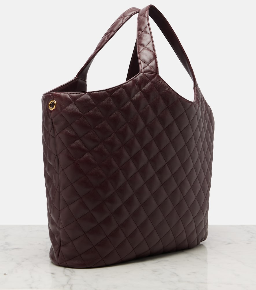 Saint Laurent Icare Maxi Leather Shopper In Burgundy