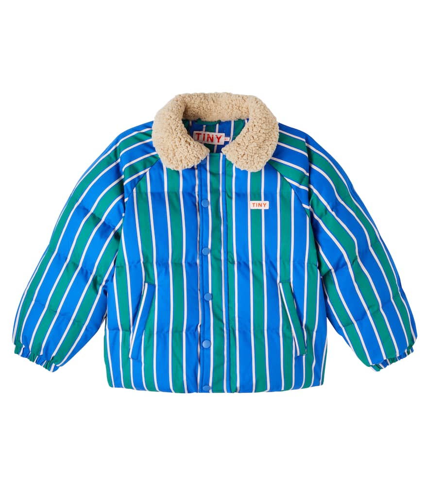 Tinycottons Striped Faux Shearling-trimmed Jacket In Blue