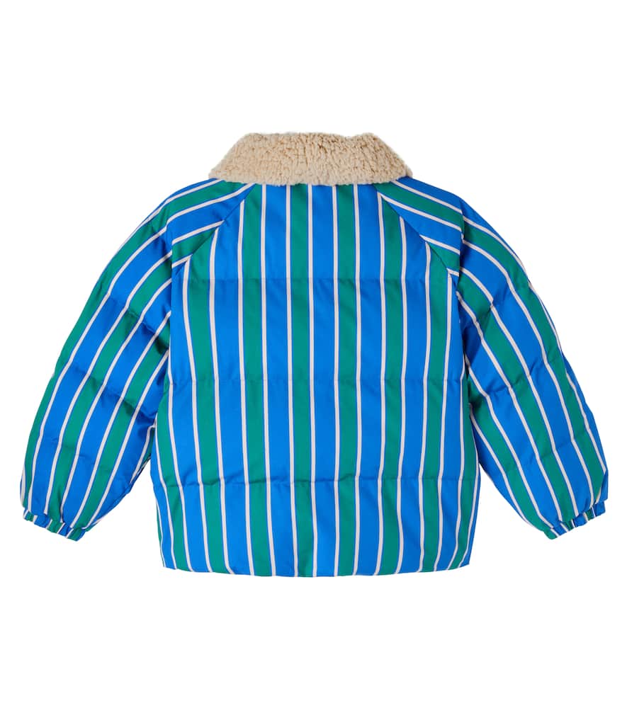 Tinycottons Striped Faux Shearling-trimmed Jacket In Blue