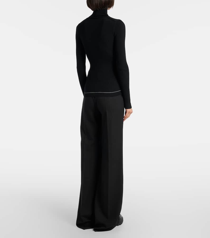 Moncler Fitted Turtleneck Knitwear Long Sleeves In Black