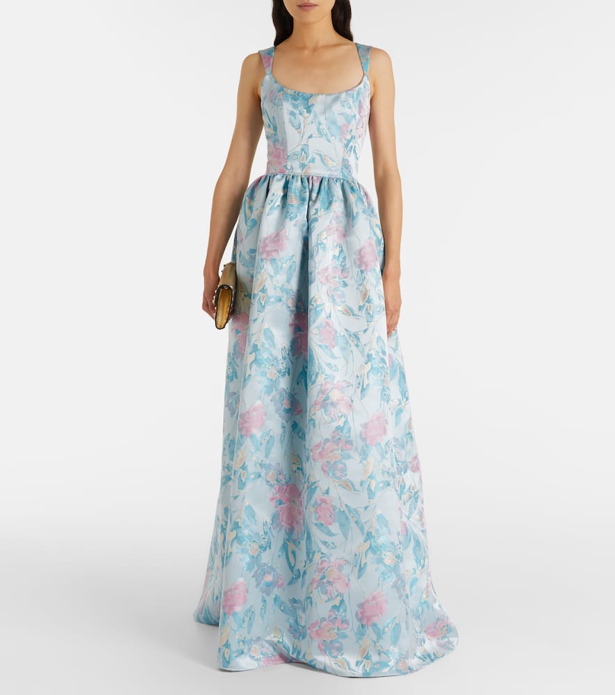 Markarian Tatiana Floral Gown In Blue