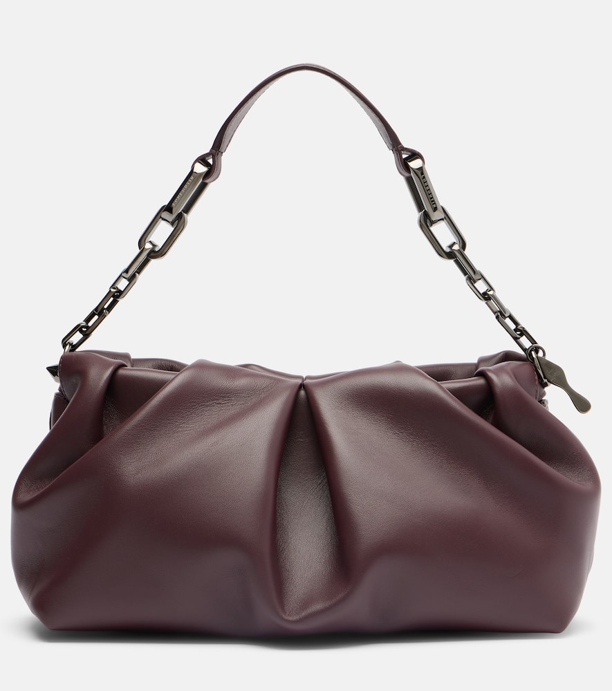 Christian Louboutin Eva Small Leather Shoulder Bag In Burgundy