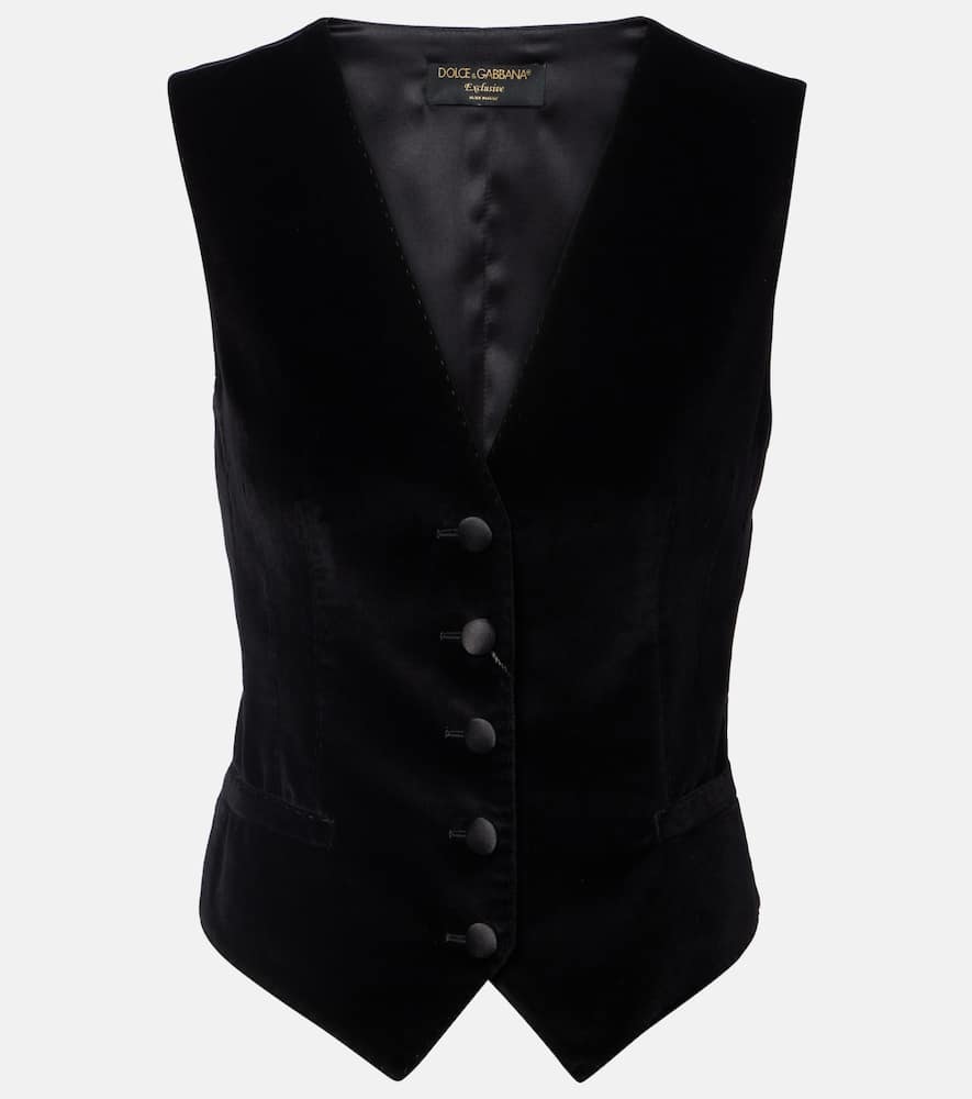 Dolce & Gabbana Cotton And Silk-blend Velvet Vest In Black