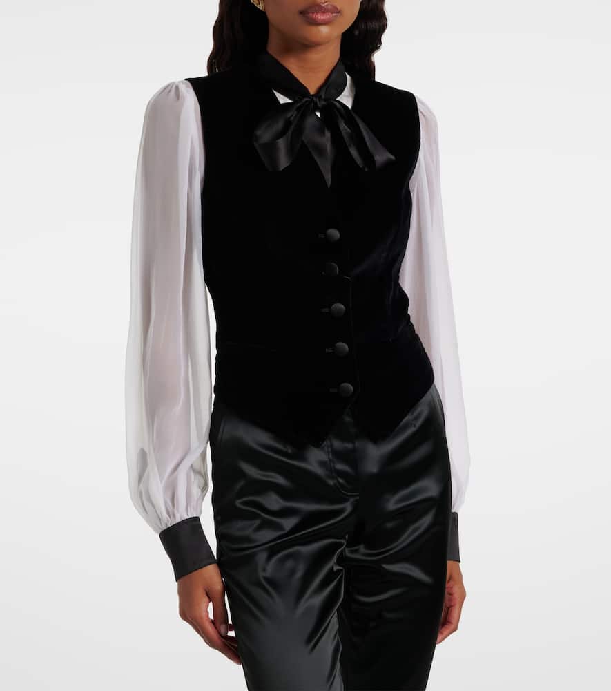 Dolce & Gabbana Cotton And Silk-blend Velvet Vest In Black
