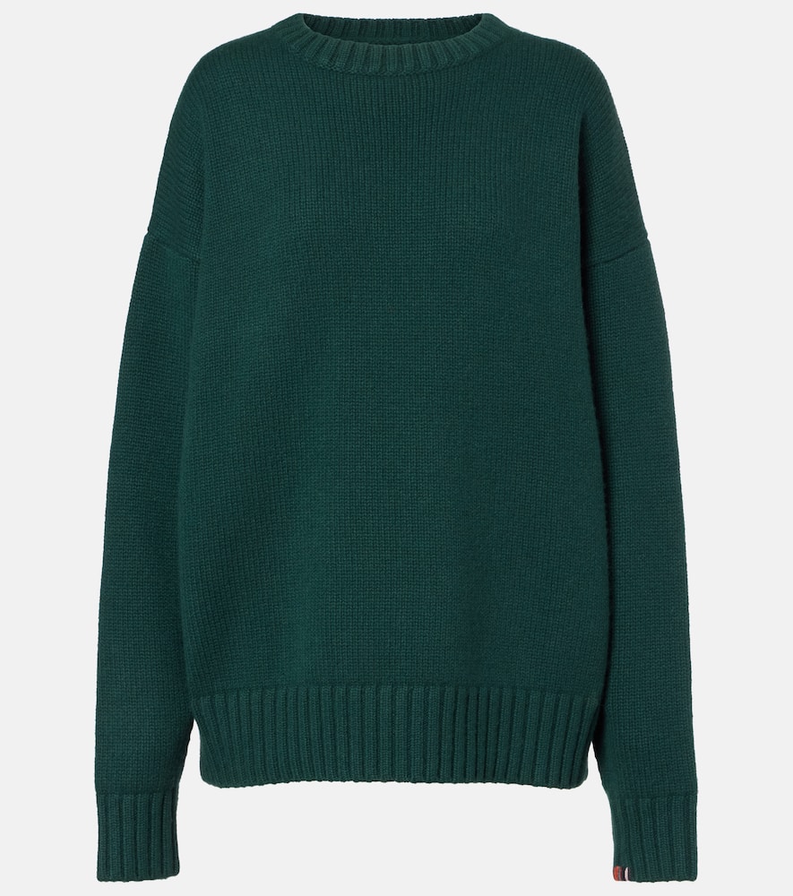 Extreme Cashmere Lovely Ribbed-knit Cashmere Sweater In Green