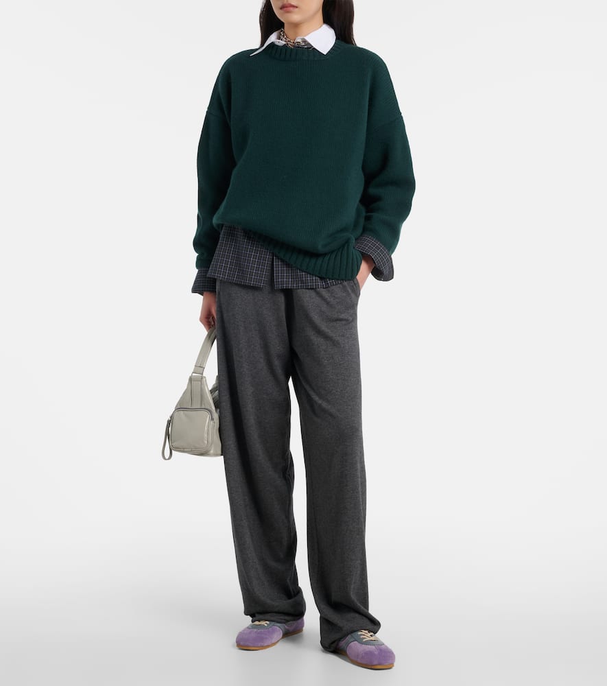 Extreme Cashmere Lovely Ribbed-knit Cashmere Sweater In Green