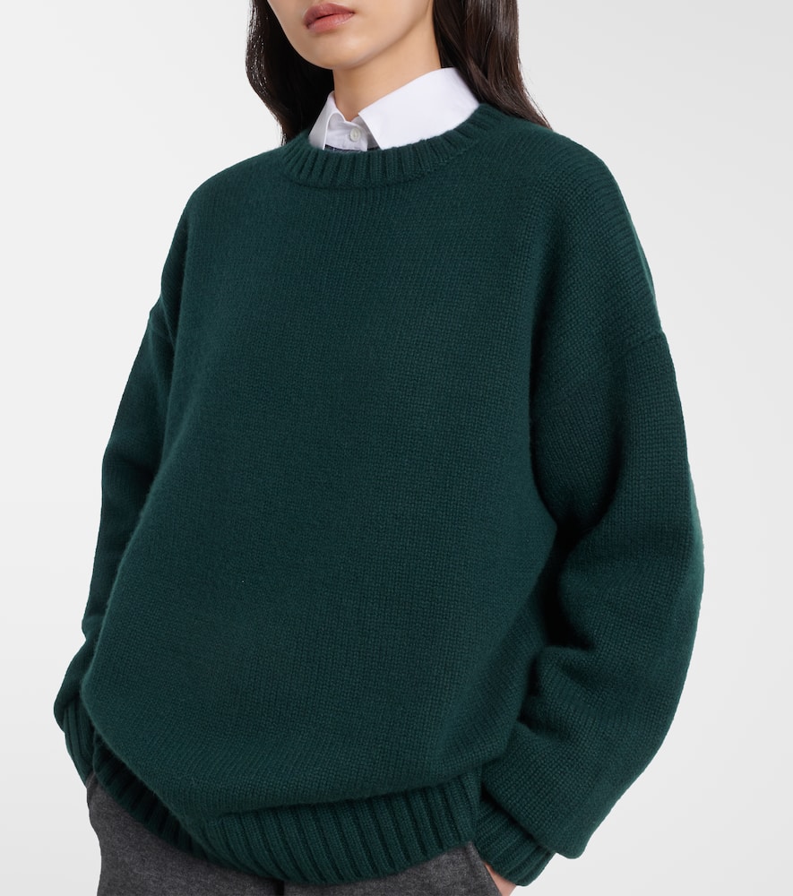 Extreme Cashmere Lovely Ribbed-knit Cashmere Sweater In Green