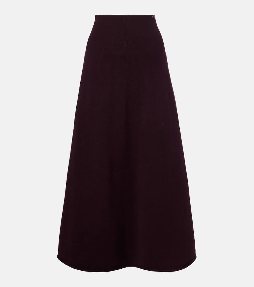Extreme Cashmere N°388 Ease Cashmere-blend Maxi Skirt In Burgundy