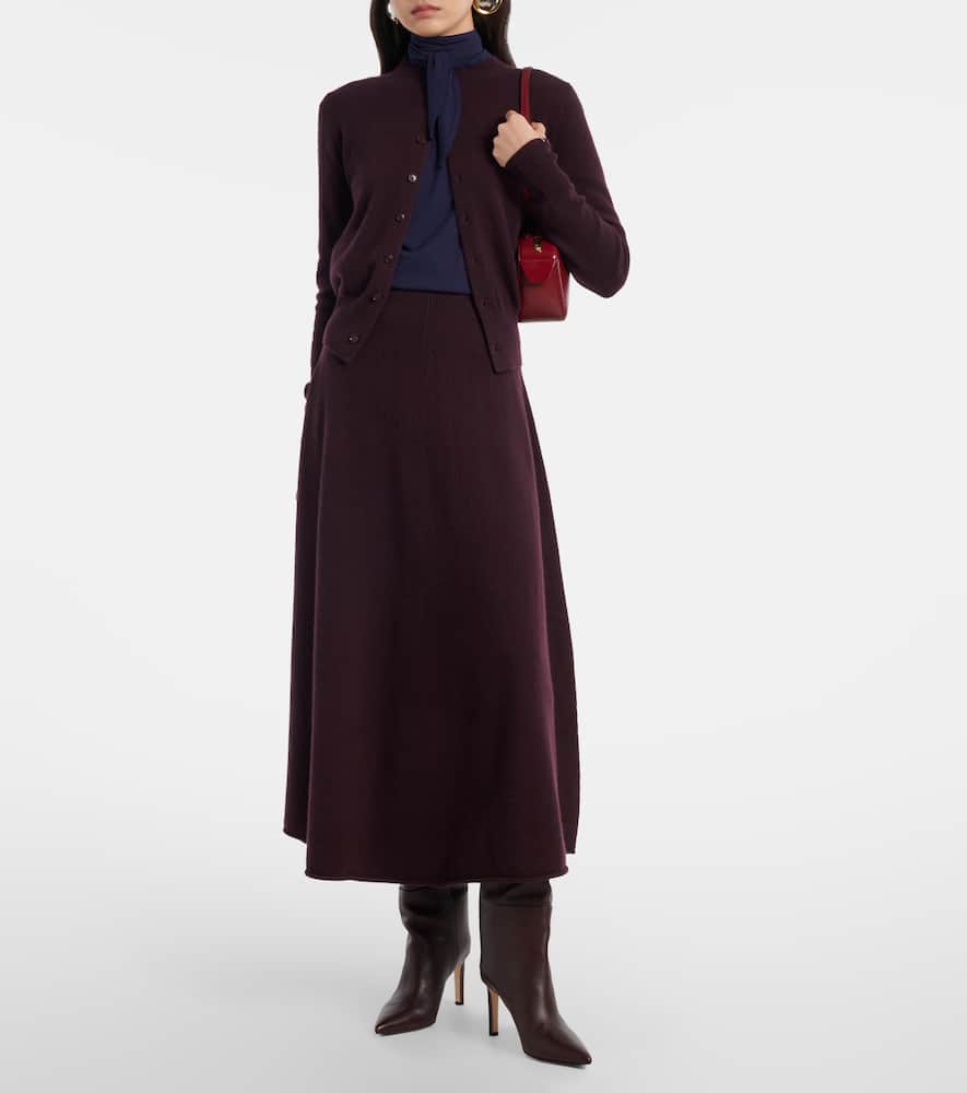 Extreme Cashmere N°388 Ease Cashmere-blend Maxi Skirt In Burgundy