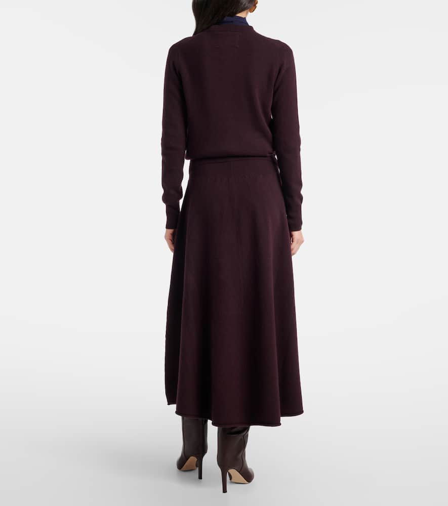 Extreme Cashmere N°388 Ease Cashmere-blend Maxi Skirt In Burgundy