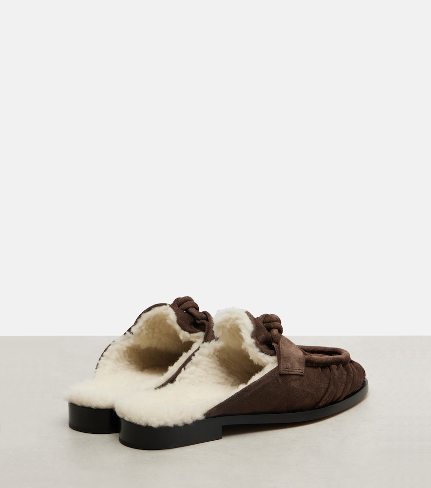  Bottega Veneta Bottega Veneta Astaire Shearling-lined Suede Mules 
