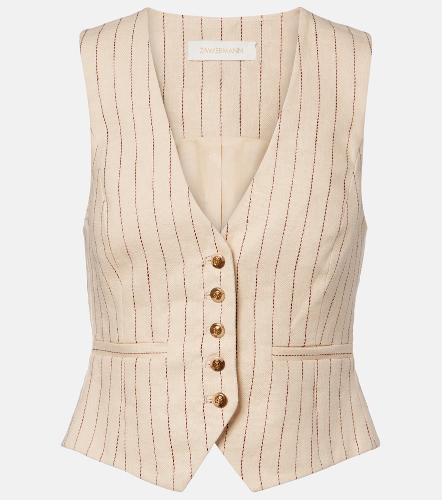 Zimmermann Striped Linen Vest In Neutral