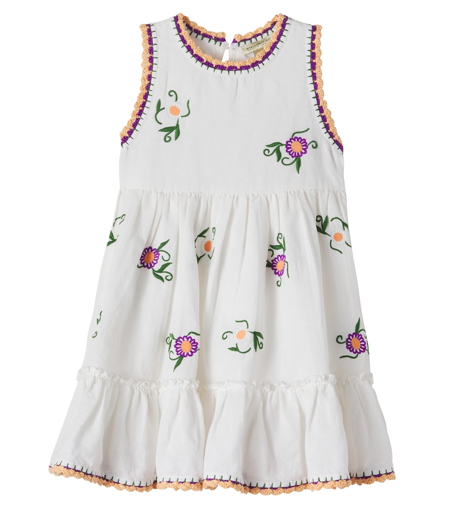 Stella Mccartney Kids White Embroidered Linen And Cotton Dress Y Size 12 - Mytheresa