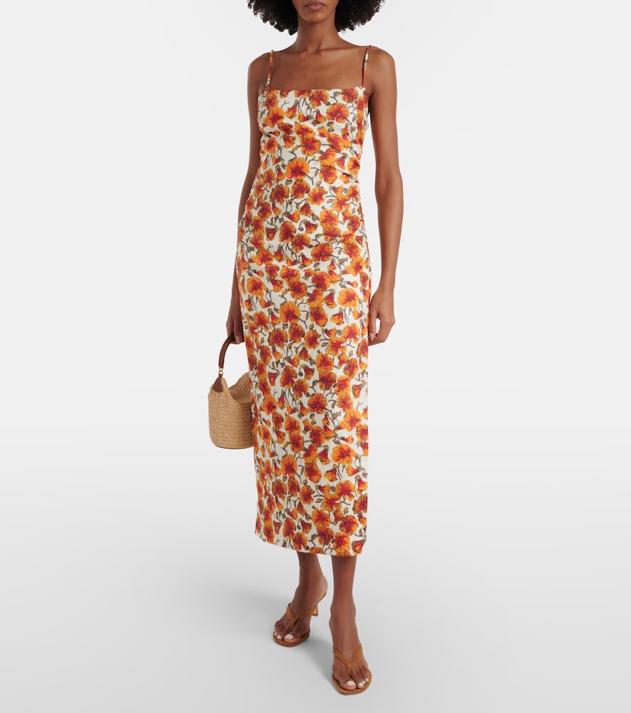 SIR Floral linen midi dress