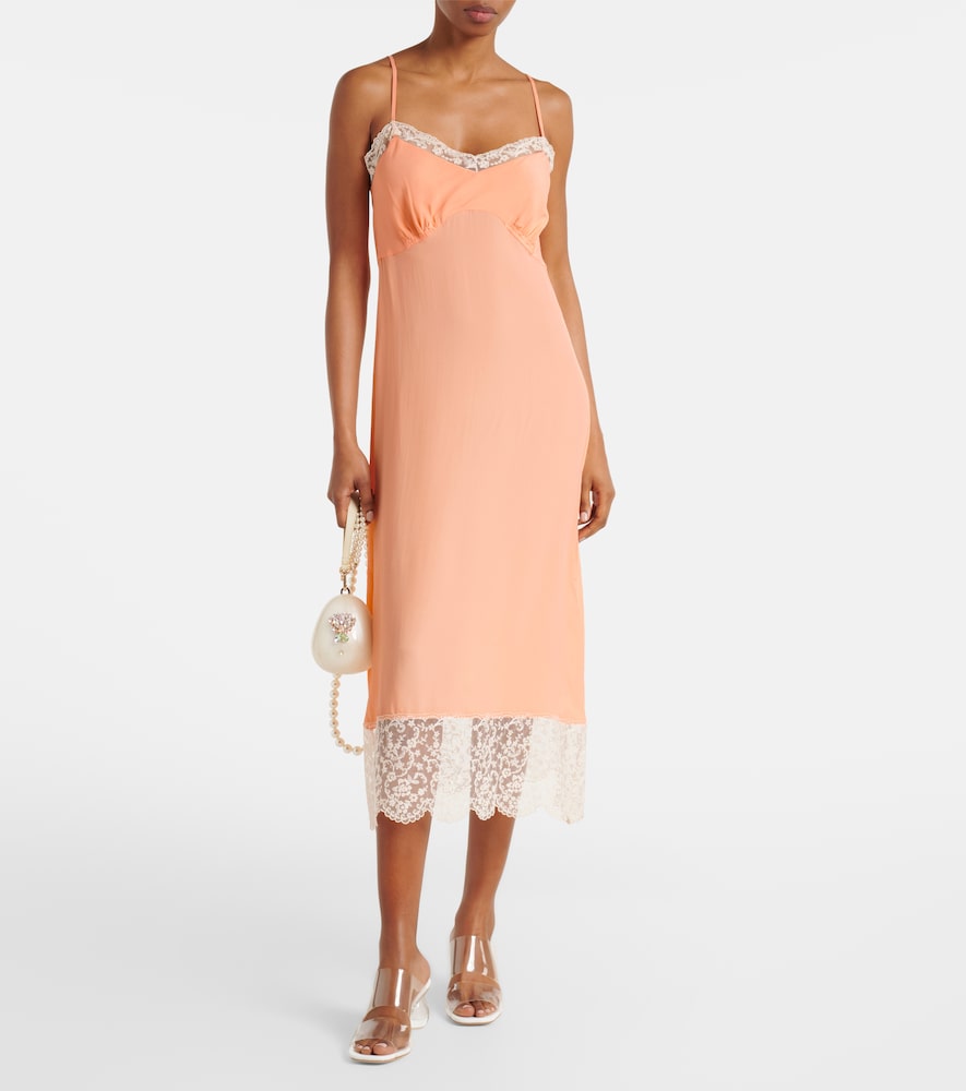 Simone Rocha Lace-trimmed crêpe de chine slip dress