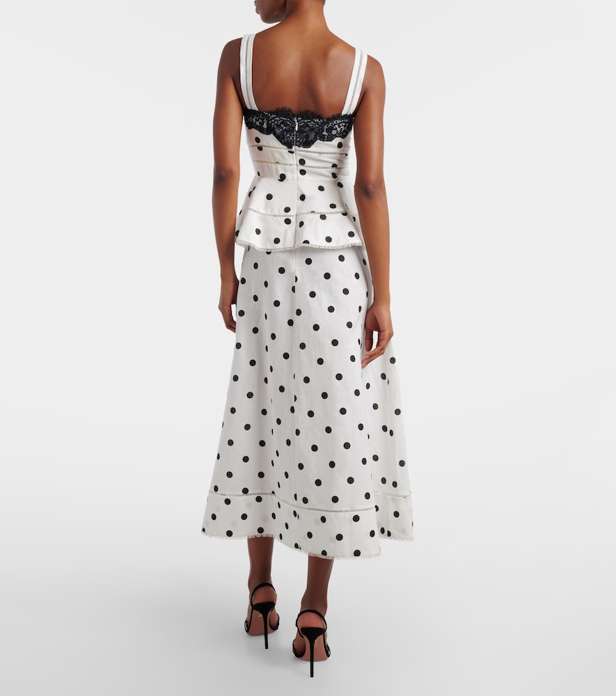  Self-portrait Self-portrait Midikleid Aus Leinen Und Baumwolle Mit Spitze 