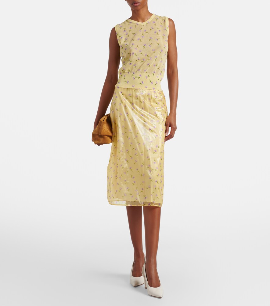 Jil Sander Floral organdy midi skirt