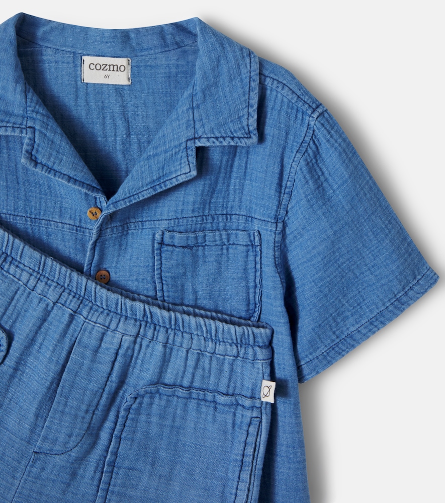 Cozmo Cozmo Set Gale Aus Hemd Und Shorts Aus Baumwoll-chambray 