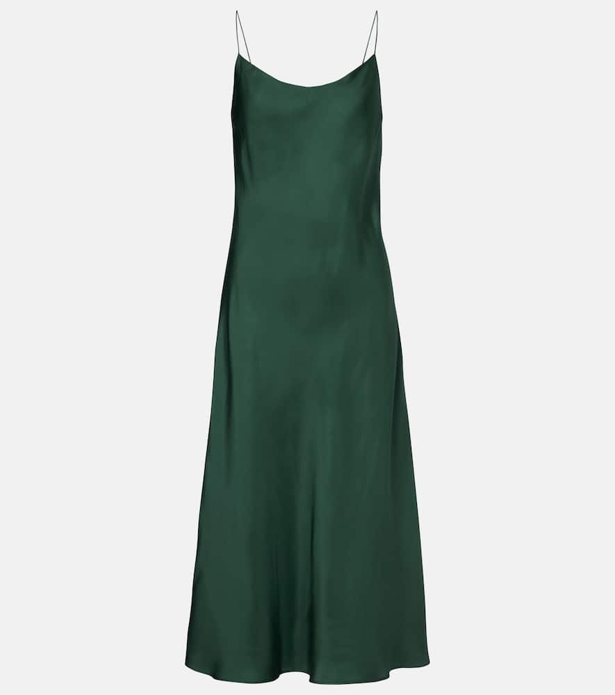 Asceno Lille Silk Twill Slip Dress In Green