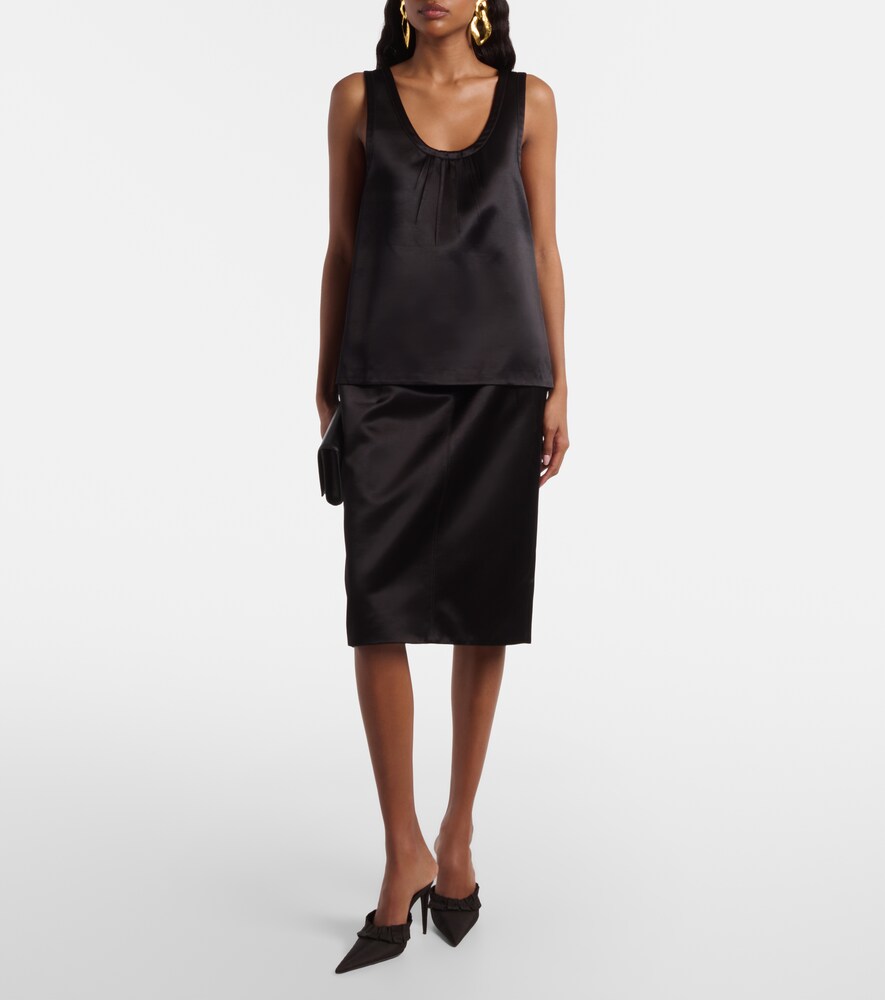 Satin Pencil Skirt