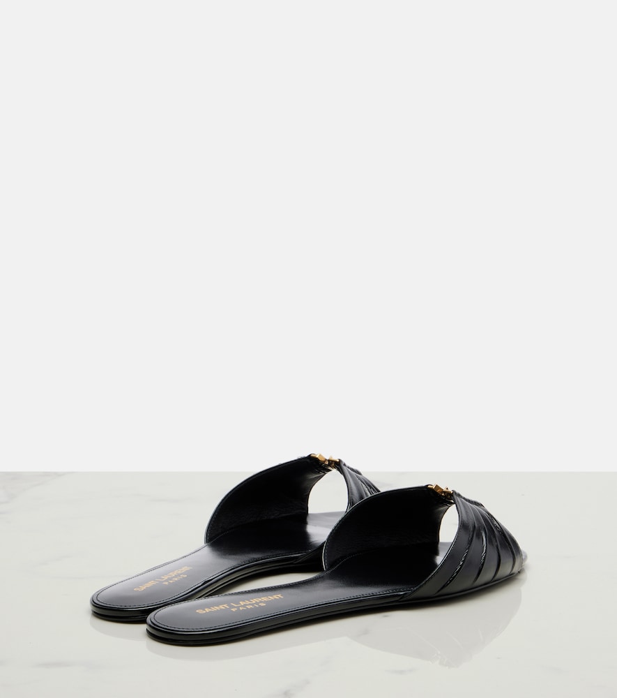  Saint Laurent Saint Laurent Cassandre Leather Slides 