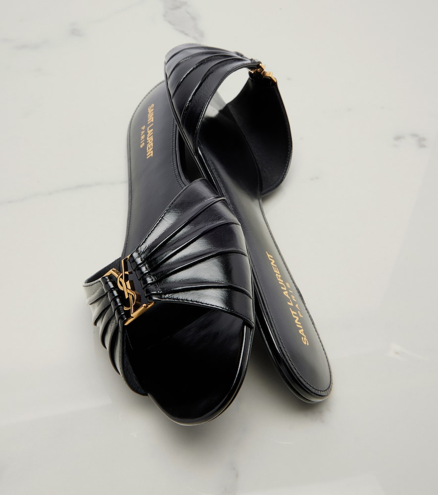  Saint Laurent Saint Laurent Cassandre Leather Slides 