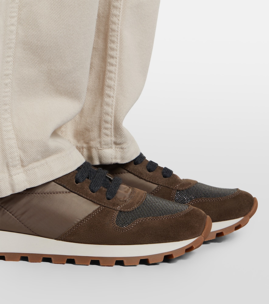 Brunello Cucinelli Monili suede-trimmed sneakers