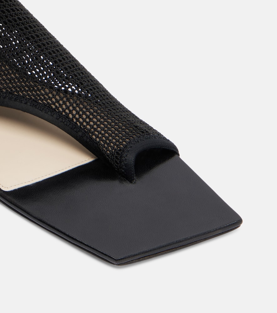  Christen Christen Edge Stretch Leather-trimmed Mesh Mules 