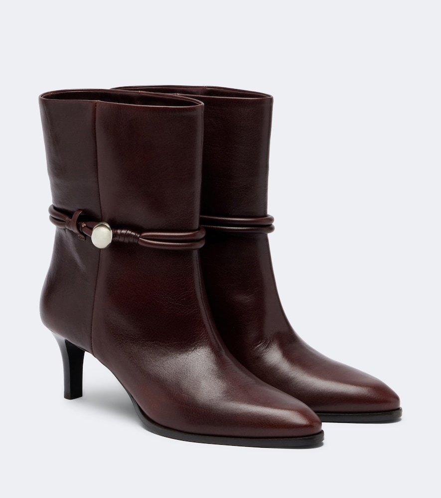 Isabel Marant Telsa Embellished Leather Burgundy Ankle Boots