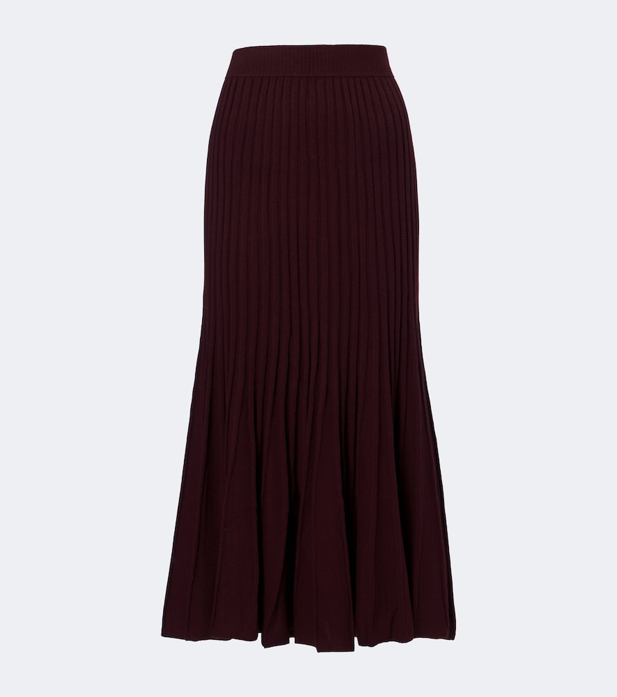 Arch4 Sabrina Cashmere Midi Skirt In Burgundy
