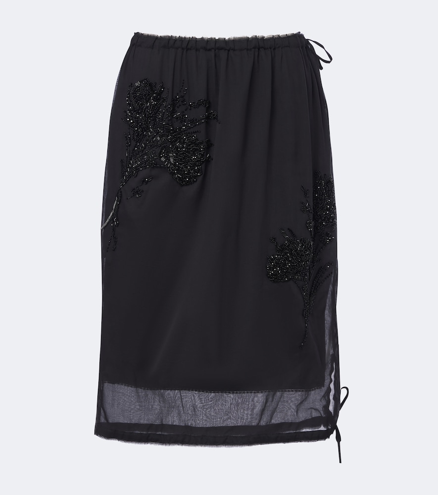 Prada Embellished Midi Skirt In Black