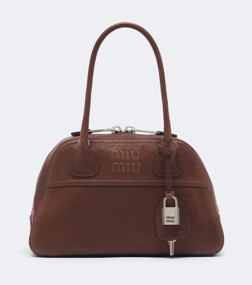Miu Miu Vivant Leather Shoulder Bag In Brown