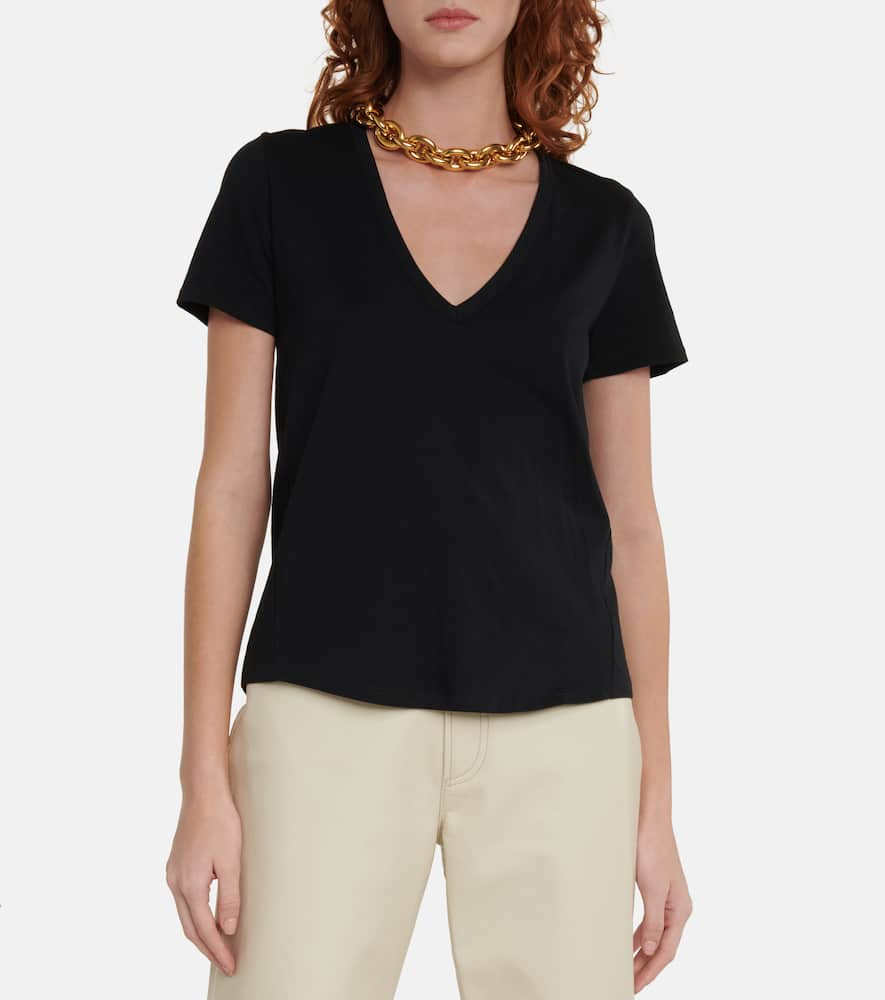 Shop Veronica Beard Cindy V-neck Cotton T-shirt In Black