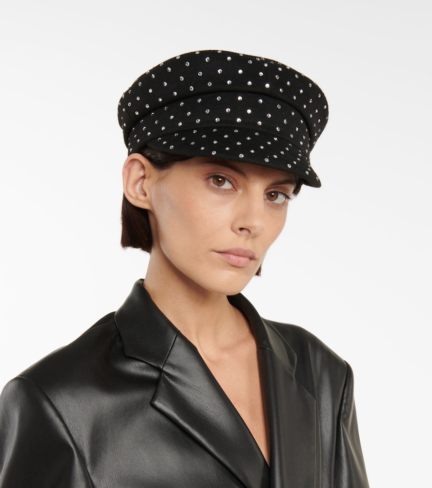 Ruslan Baginskiy Embellished wool baker boy cap