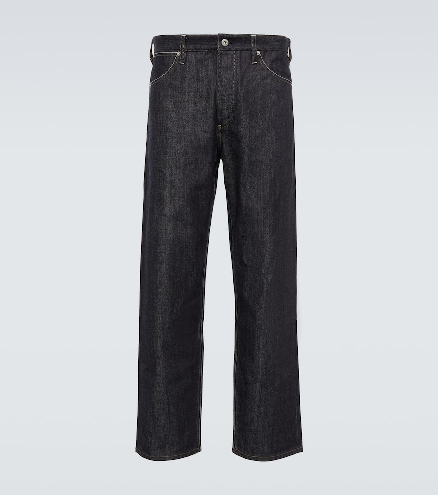 Jil Sander Blue Jeans With Belt Loops And Logo Patch On The Rear In Denim Man In Dark Blue