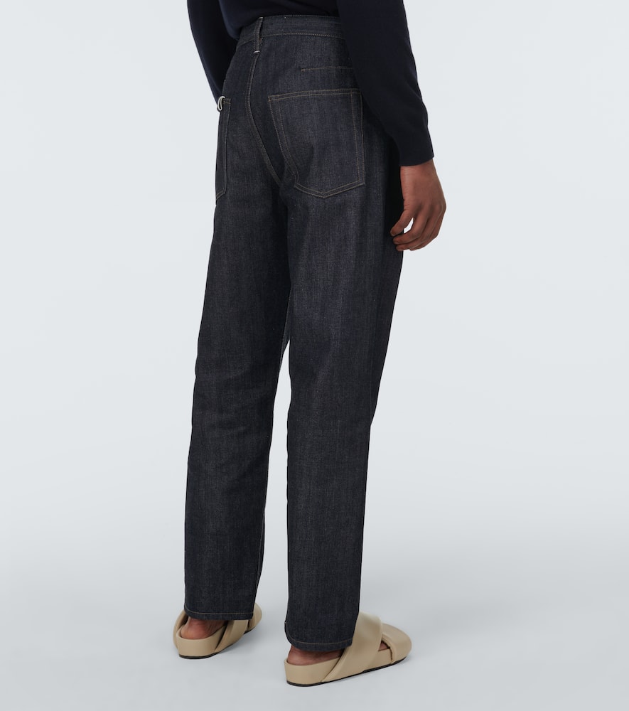 Jil Sander Blue Jeans With Belt Loops And Logo Patch On The Rear In Denim Man In Dark Blue