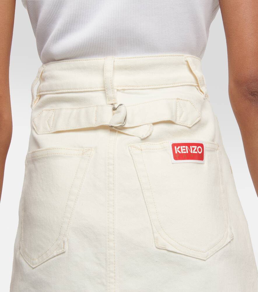 Shop Kenzo Denim Miniskirt In Bleached Blue Denim