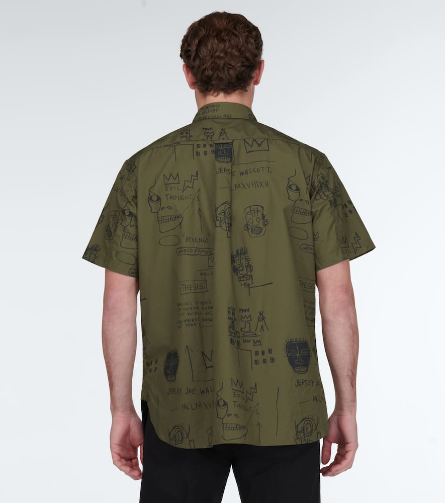 Shop Junya Watanabe X Basquiat Cotton Shirt In Khaki/black