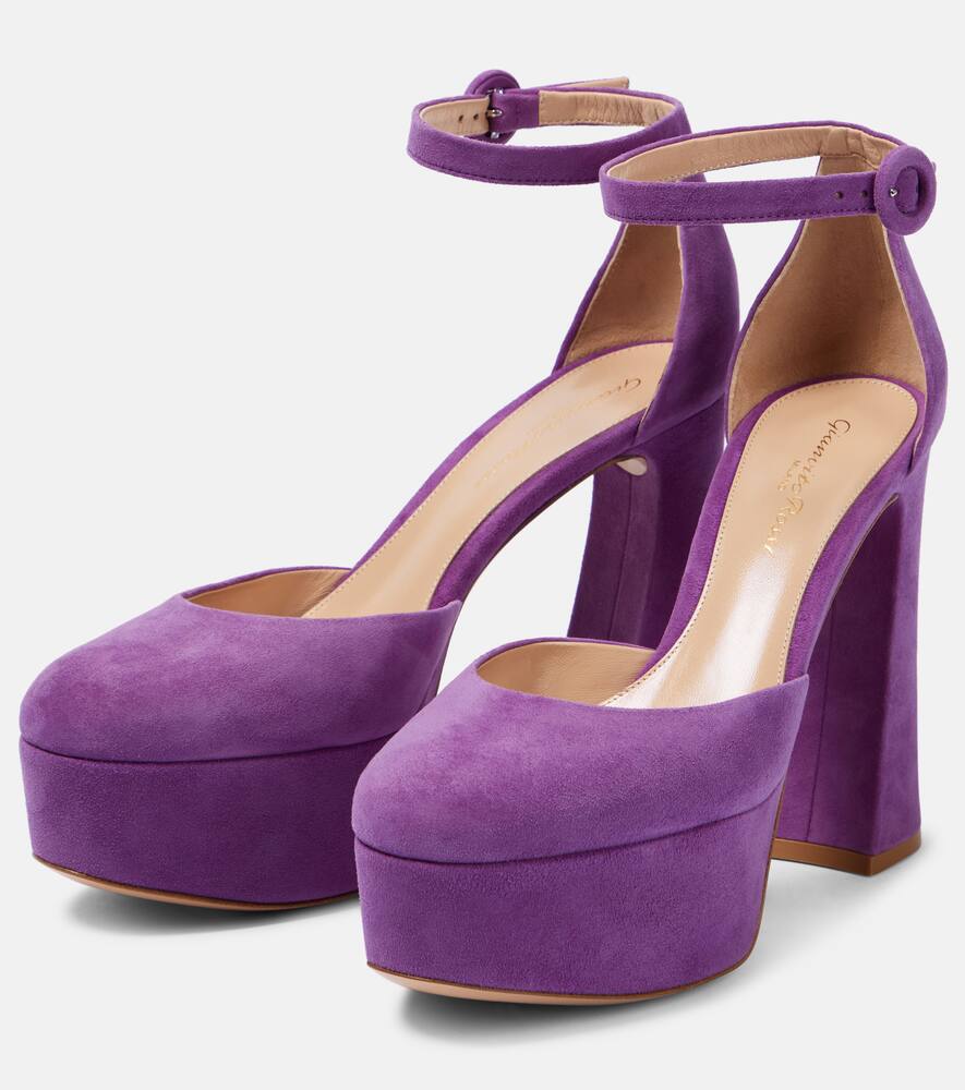 Shop Gianvito Rossi Vernice Platform Suede Pumps In Pink