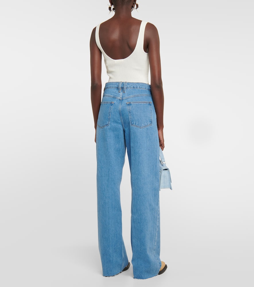 Shop Frame Le High 'n' Tight Wide-leg Jeans In Blue