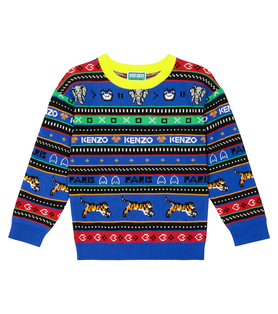 Kenzo Kids Logo cotton-blend jacquard sweater