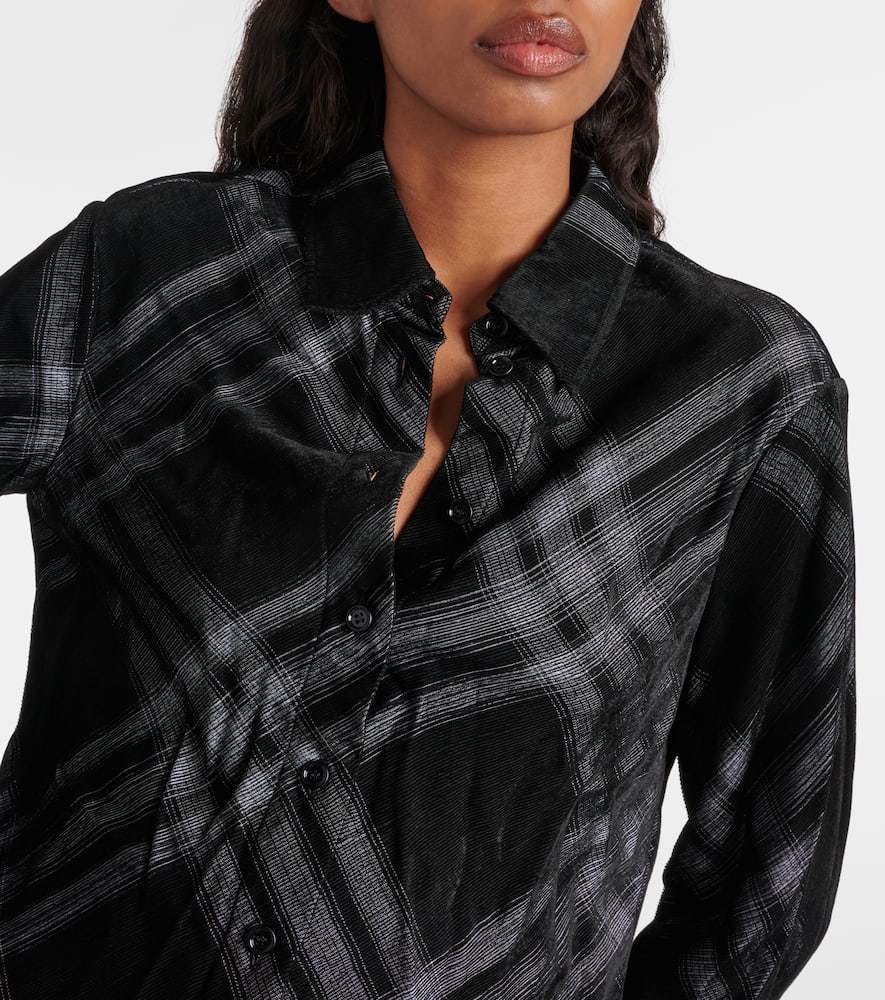 Shop Burberry Check Velvet Shirt In Black