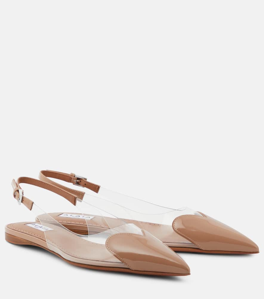 Alaïa Le Caur patent leather and PU slingback flats