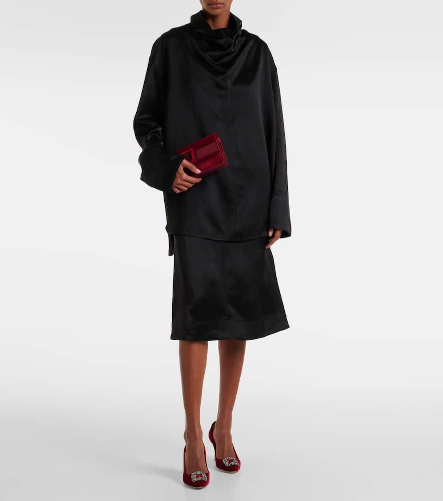 Manolo Blahnik 70mm Hangisi Velvet Pumps In Burgundy