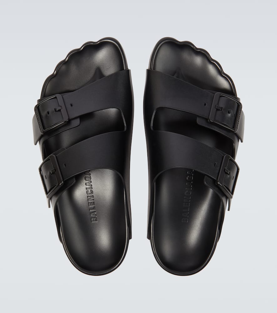 Shop Balenciaga Sunday Leather Sandals In Black