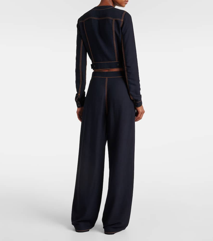 ALAÏA ALAÏA FLUID CROPPED WOOL-BLEND JACKET