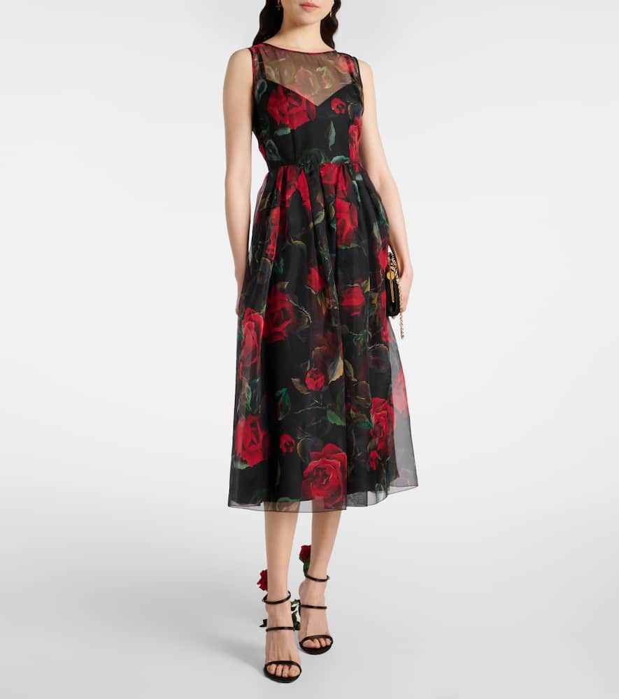 Dolce & Gabbana Keira 105 Satin Sandals With Rose Applique In Black