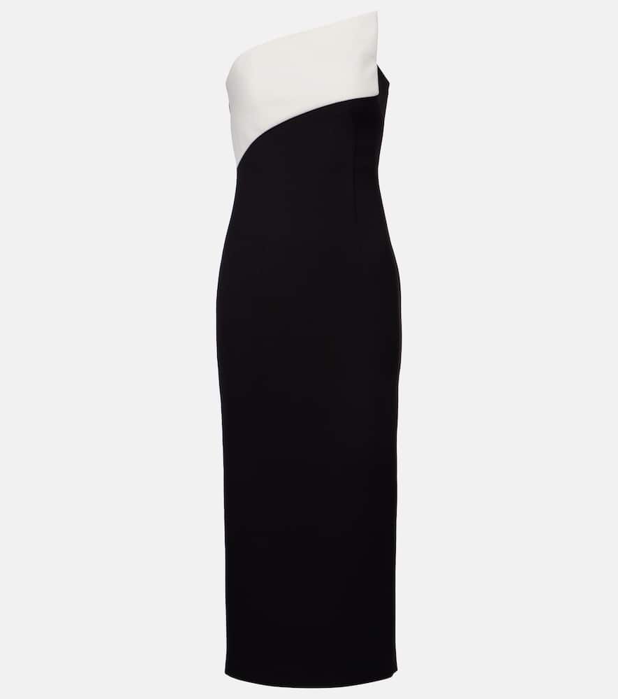 Strapless asymmetric crêpe cocktail dress