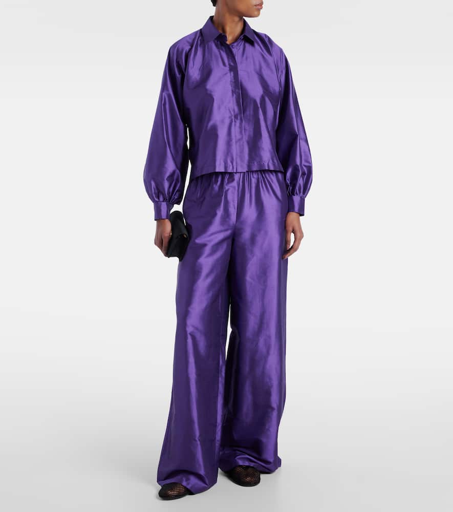 Max Mara Avio High-rise Silk Satin Wide-leg Pants